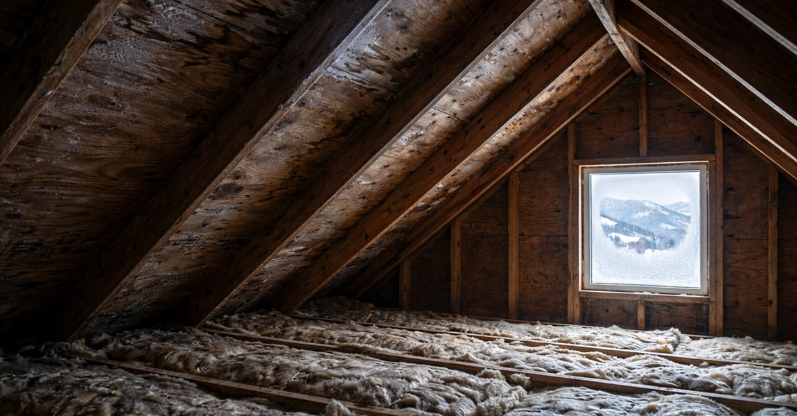 attic moisture in Colorado frost on nails during winter