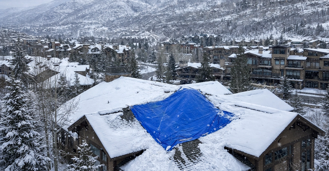 winter roof emergencies in Colorado emergency tarp after snow damage