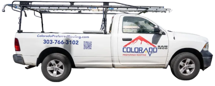 Colorado Preferred Roofing branded truck in Front Range Colorado